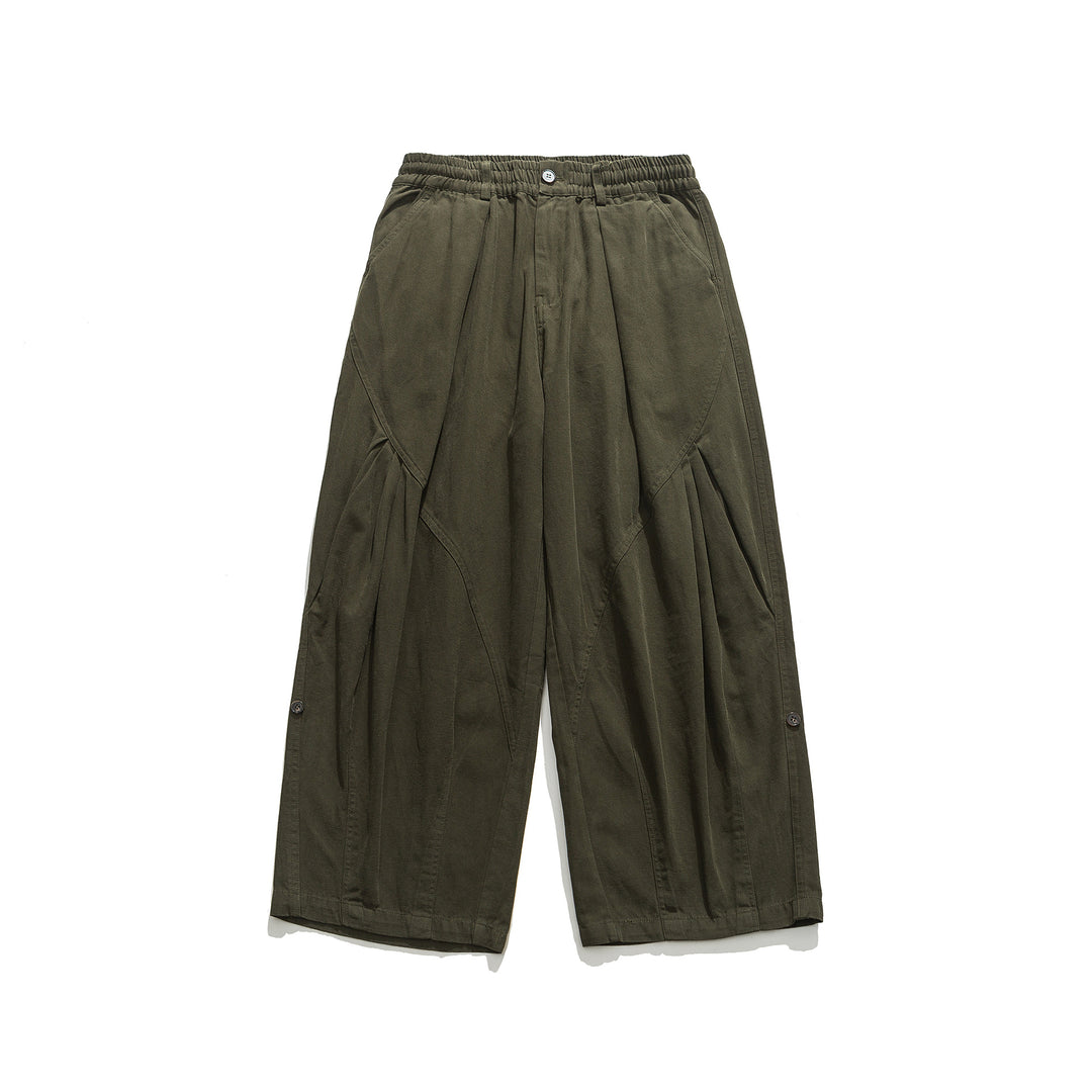 Damen weite Utility-Cargohose mit Gummibund und dekorativen Falten Drune