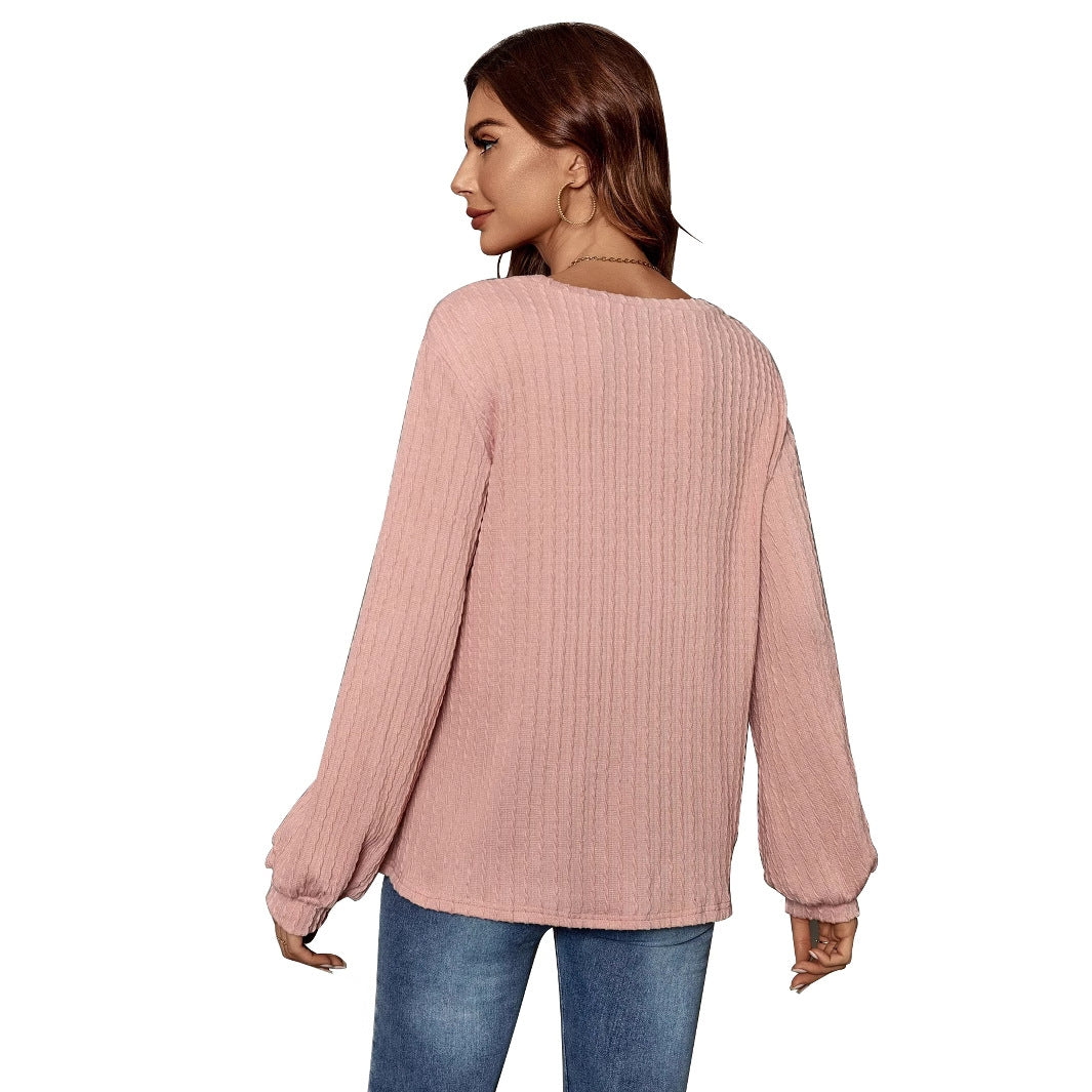 Damen lässiger Pullover mit Rüschendetails und Taschen Drune