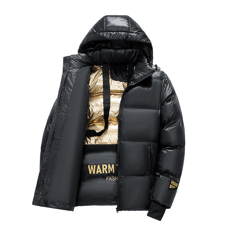 Herren Stylische Daunenjacke mit Kapuze Drune