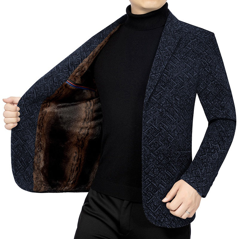 Herren Jacquard-Sakko im City-Stil aus Wollmix, unstrukturiert und halbgefüttert Drune