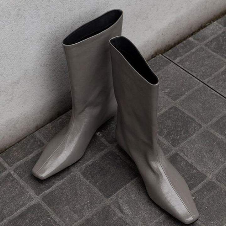Damen kniehohe Stiefel mit quadratischer Zehenform und schlankem Schaft Drune