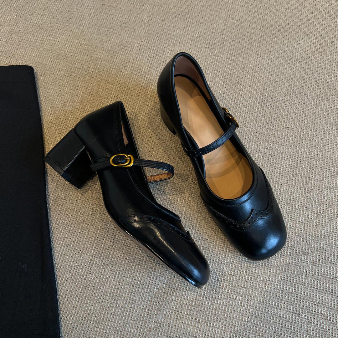 Damen elegante Mary Janes mit modischem Riemen und hochwertiger Ledersohle Drune