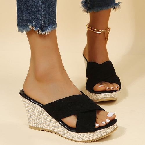 Damen Wedge-Pantoletten mit geflochtenem Design und komfortablem Fußbett Drune