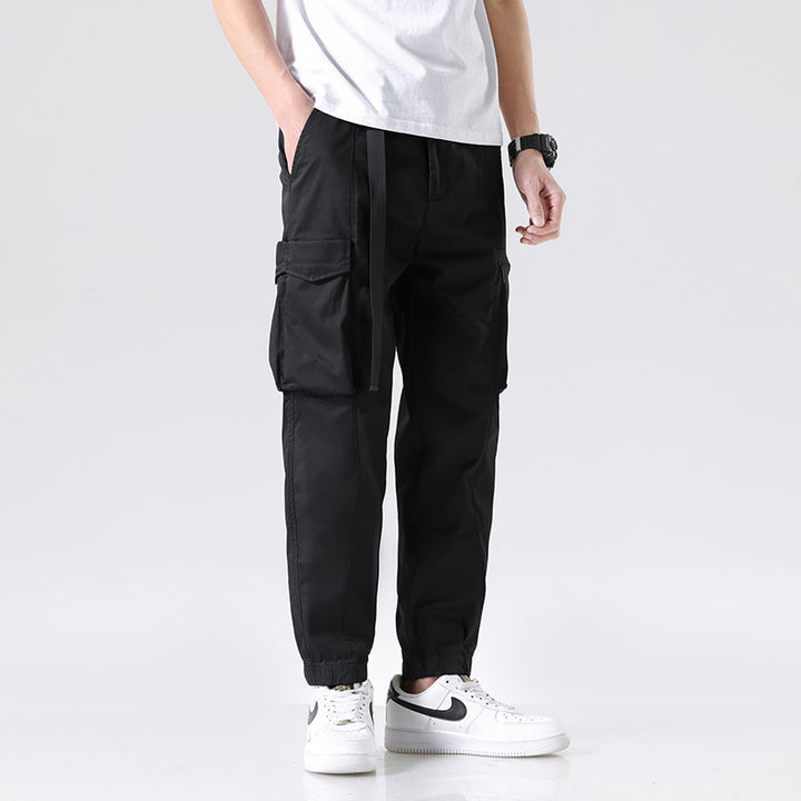 Herren Leichte Utility-Cargohose im Joggerstil mit integriertem Gürtelband und Reißverschlusstaschen Drune