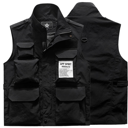 Herren Multifunktionale Mehrfachtaschen-Weste mit Stehkragen Drune