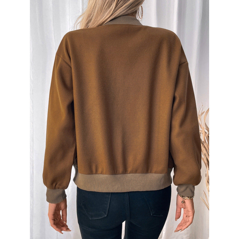 Damen modische Overshirt-Jacke mit Druckknopfverschluss und seitlichen Taschen Drune