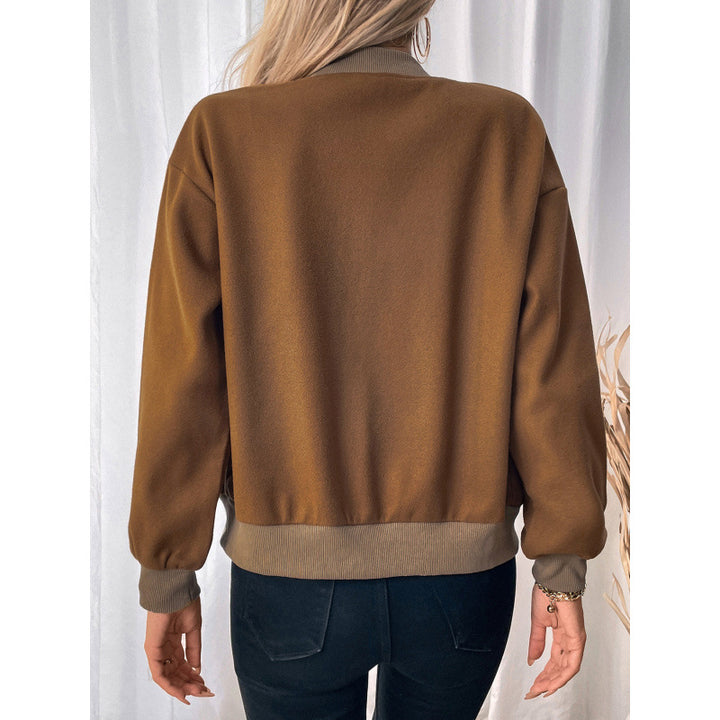 Damen modische Overshirt-Jacke mit Druckknopfverschluss und seitlichen Taschen Drune