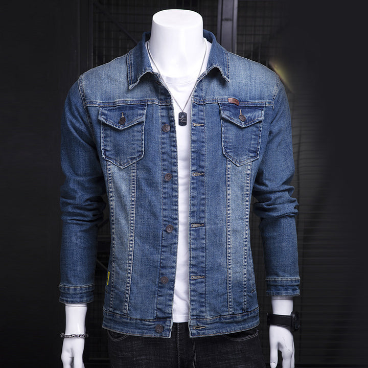 Herren Modische Jeansjacke mit Brusttaschen Drune