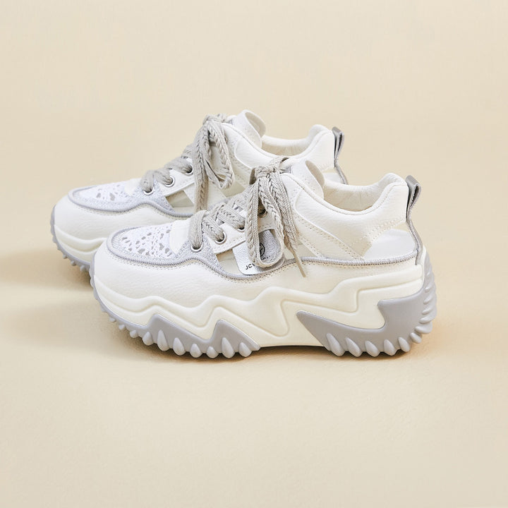 Drune - Damen atmungsaktive vulkanisierte Plateau-Sneaker mit dickem Boden
