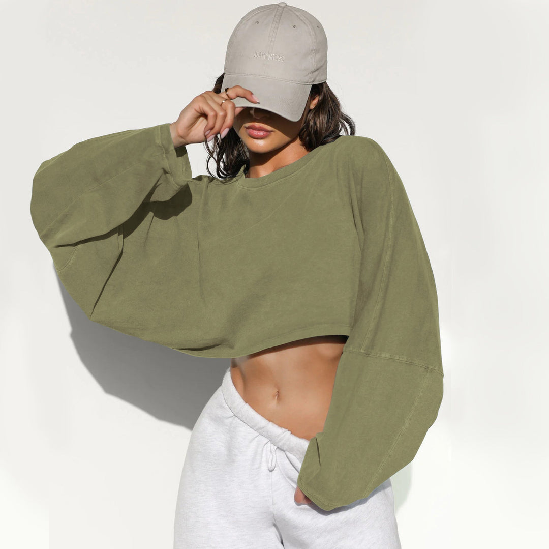 Damen lässiger Crop-Pullover Drune