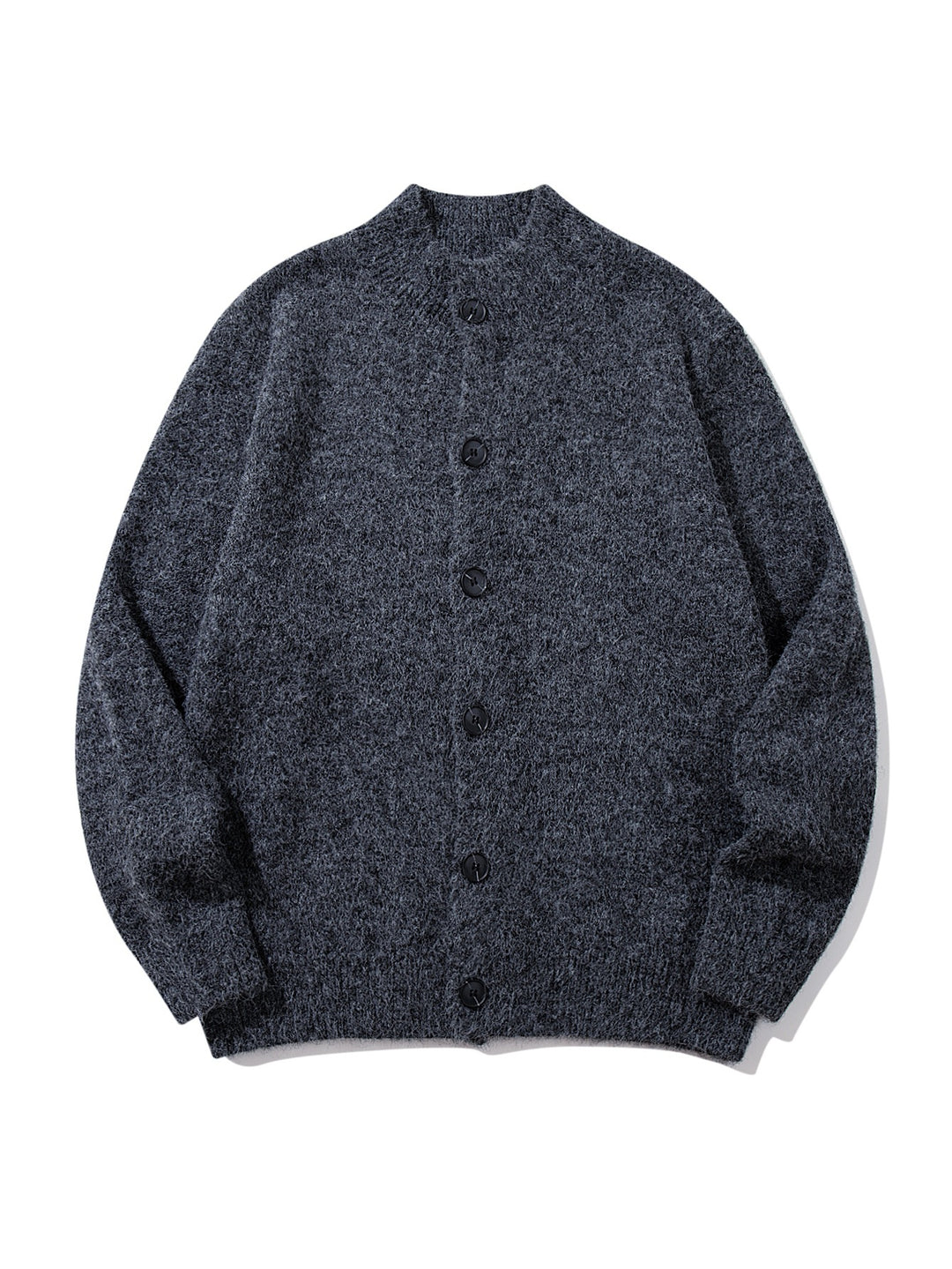 Unisex Grobgestrickte Bouclé-Cardigan mit Stehkragen und Knopfleiste Drune