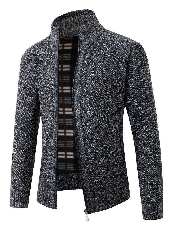 Herren modische Strickjacke mit innovativer Struktur und warmem Futter Drune