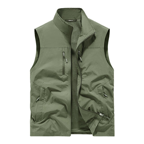 Herren Leichte Outdoorweste mit Mesh-Innenfutter und Multifunktionstaschen Drune