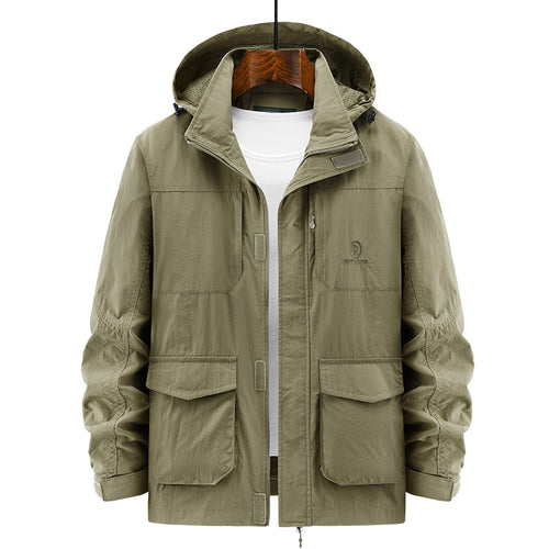 Herren Leichte Utility-Jacke mit Kapuze Drune