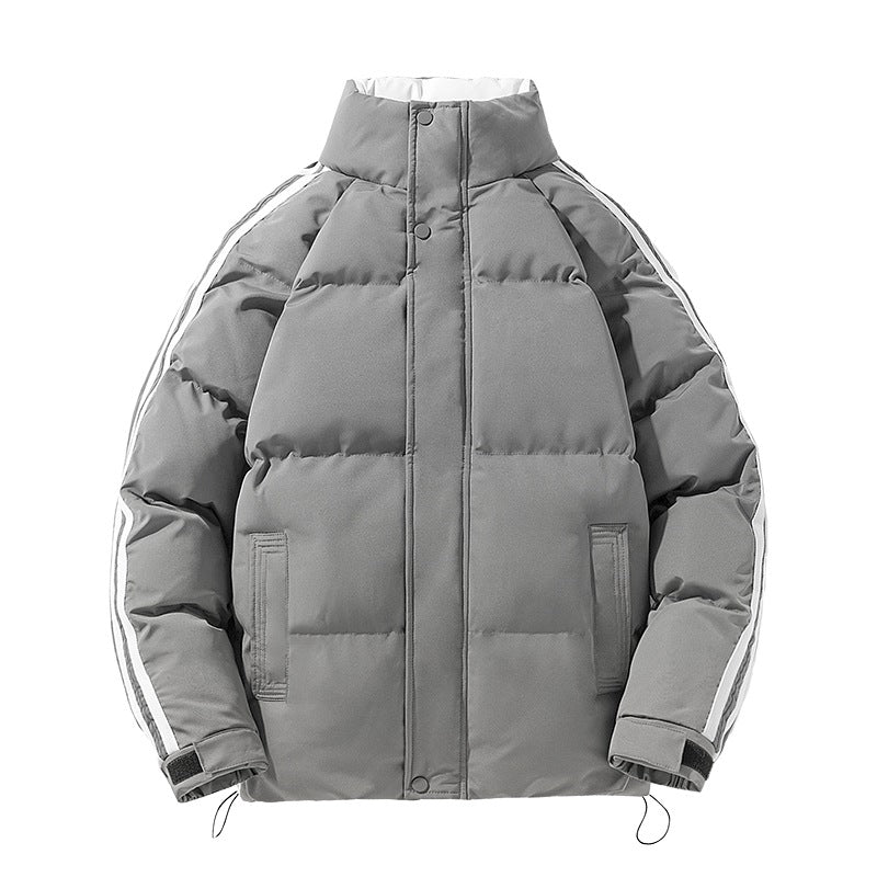 Herren sportlicher Stepp-Winterblouson mit hohem Stehkragen, Ärmelstreifen und verstellbarem Saum Drune