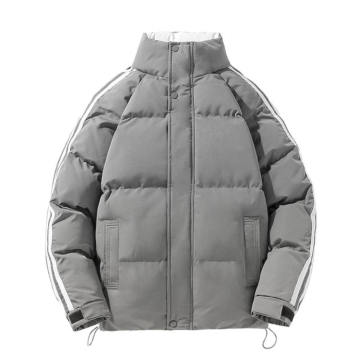 Herren sportlicher Stepp-Winterblouson mit hohem Stehkragen, Ärmelstreifen und verstellbarem Saum Drune