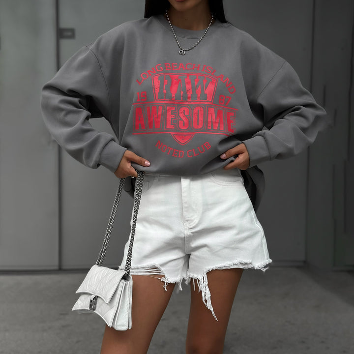 Damen lässiges Sweatshirt mit kreativem Druck Drune