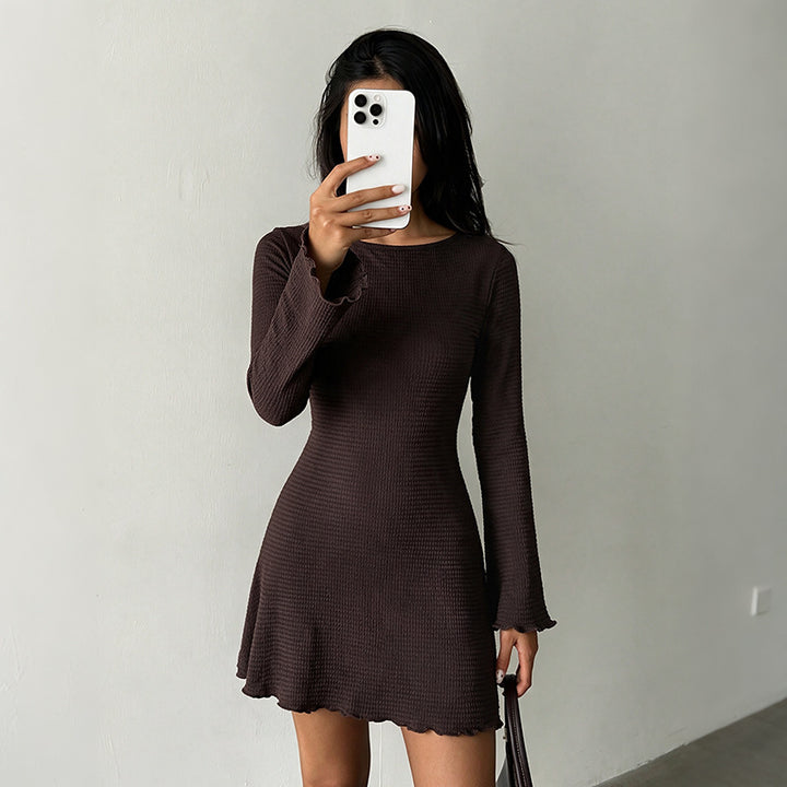 Damen Elegantes Langarmkleid mit voluminösen Ärmeln Drune