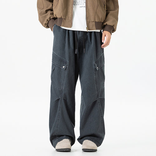Herren Weite Utility-Cargo-Hose im Baggy‑Cut mit Tunnelzugbund und großen Klappentaschen Drune