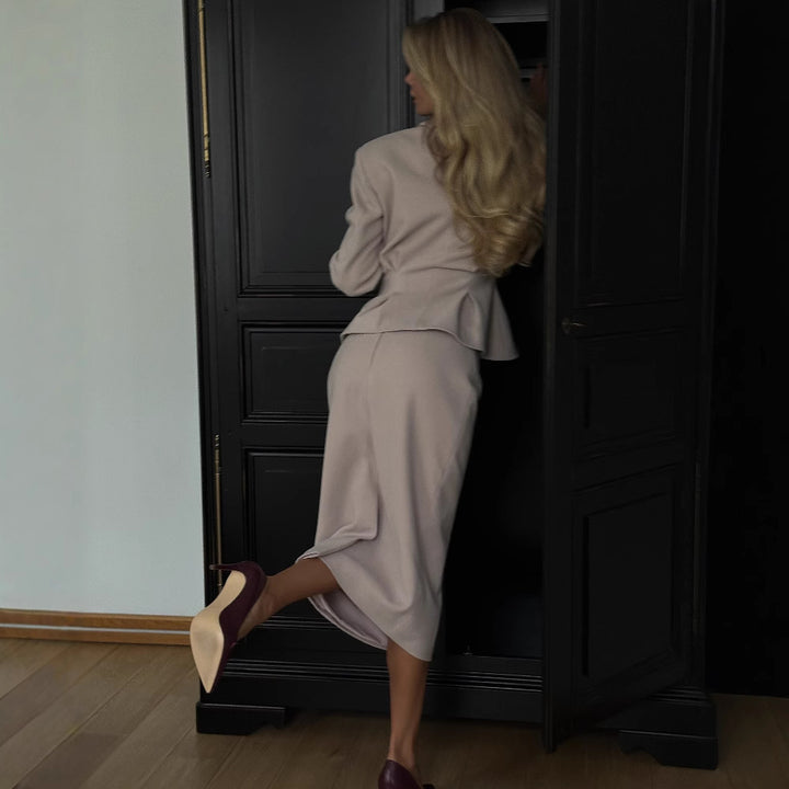 Damen Zweiteiliges Business-Kostüm mit tailliertem Blazer und Bleistiftrock Drune