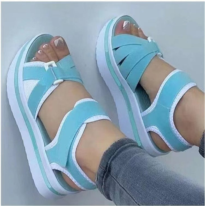 Damen  sportliche Keil-Sandalen mit verstellbaren Klettverschlüssen und gepolstertem Komfort-Fußbett Drune