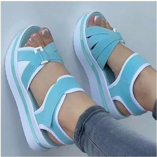 Damen  sportliche Keil-Sandalen mit verstellbaren Klettverschlüssen und gepolstertem Komfort-Fußbett Drune