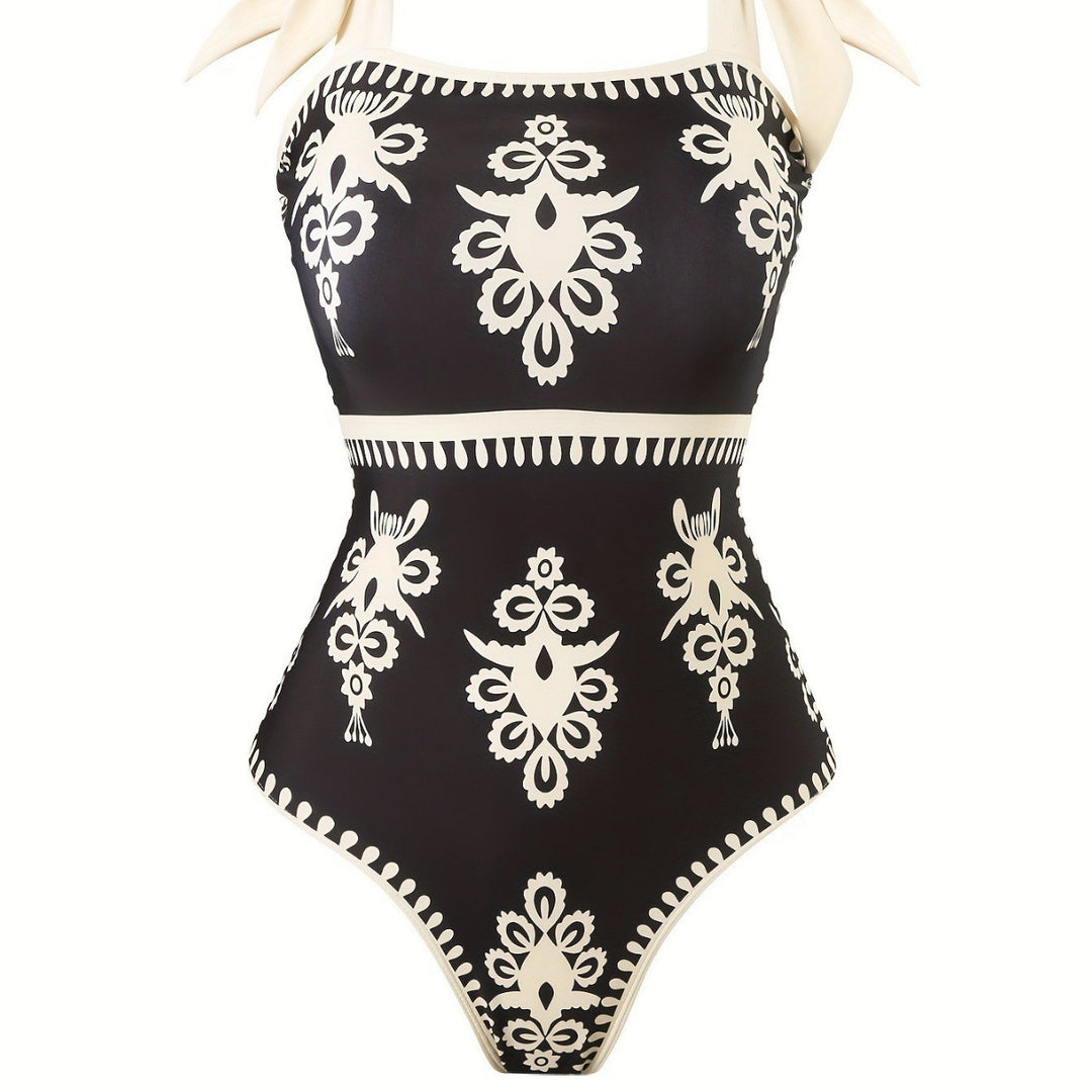 Damen eleganter Badeanzug mit verstellbaren Trägern und modischem Wickelrock Drune
