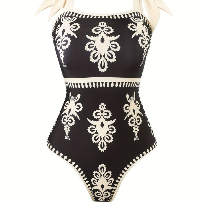 Damen eleganter Badeanzug mit verstellbaren Trägern und modischem Wickelrock Drune