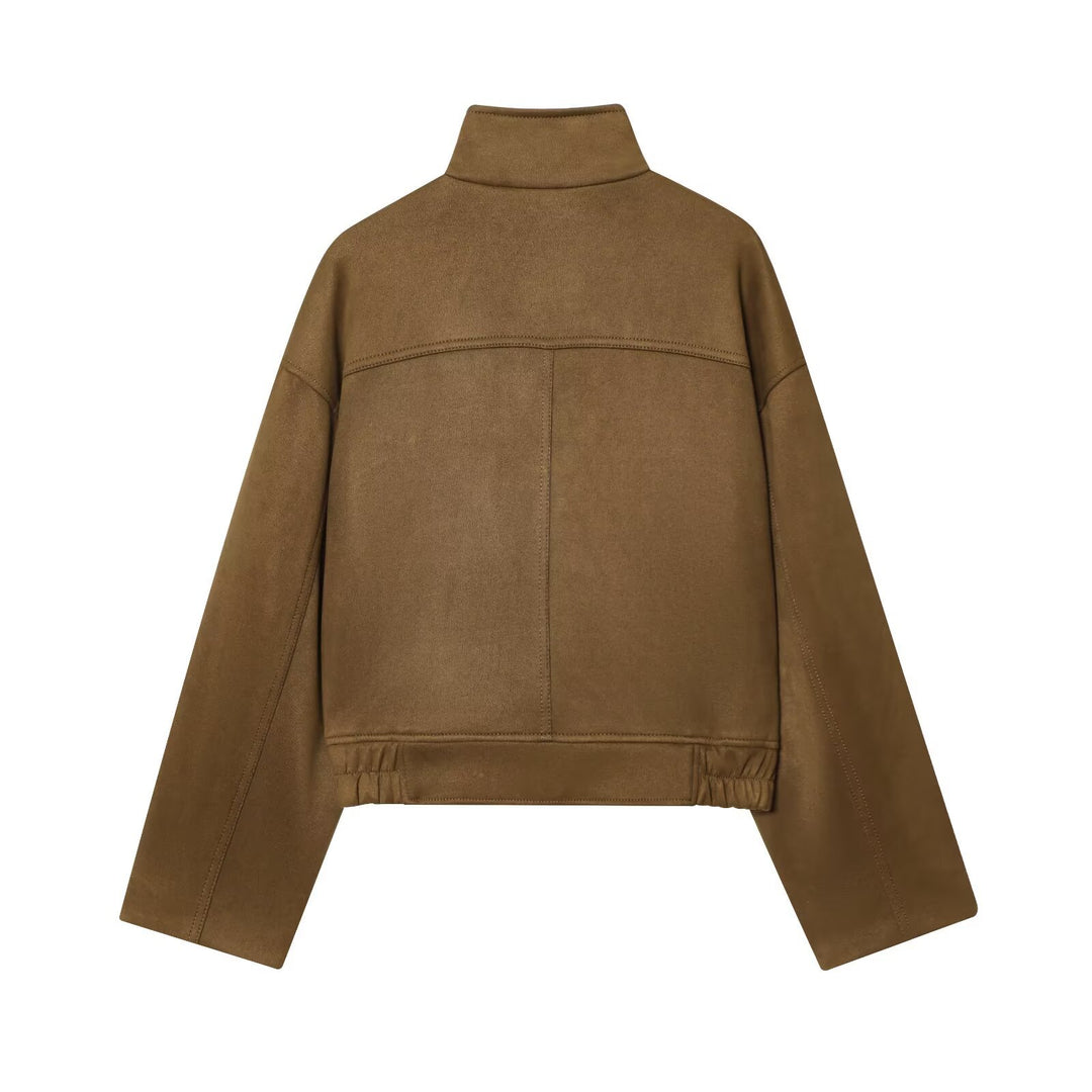 Damen moderne Utility-Jacke mit hochgeschlossenem Kragen und praktischen Taschen Drune