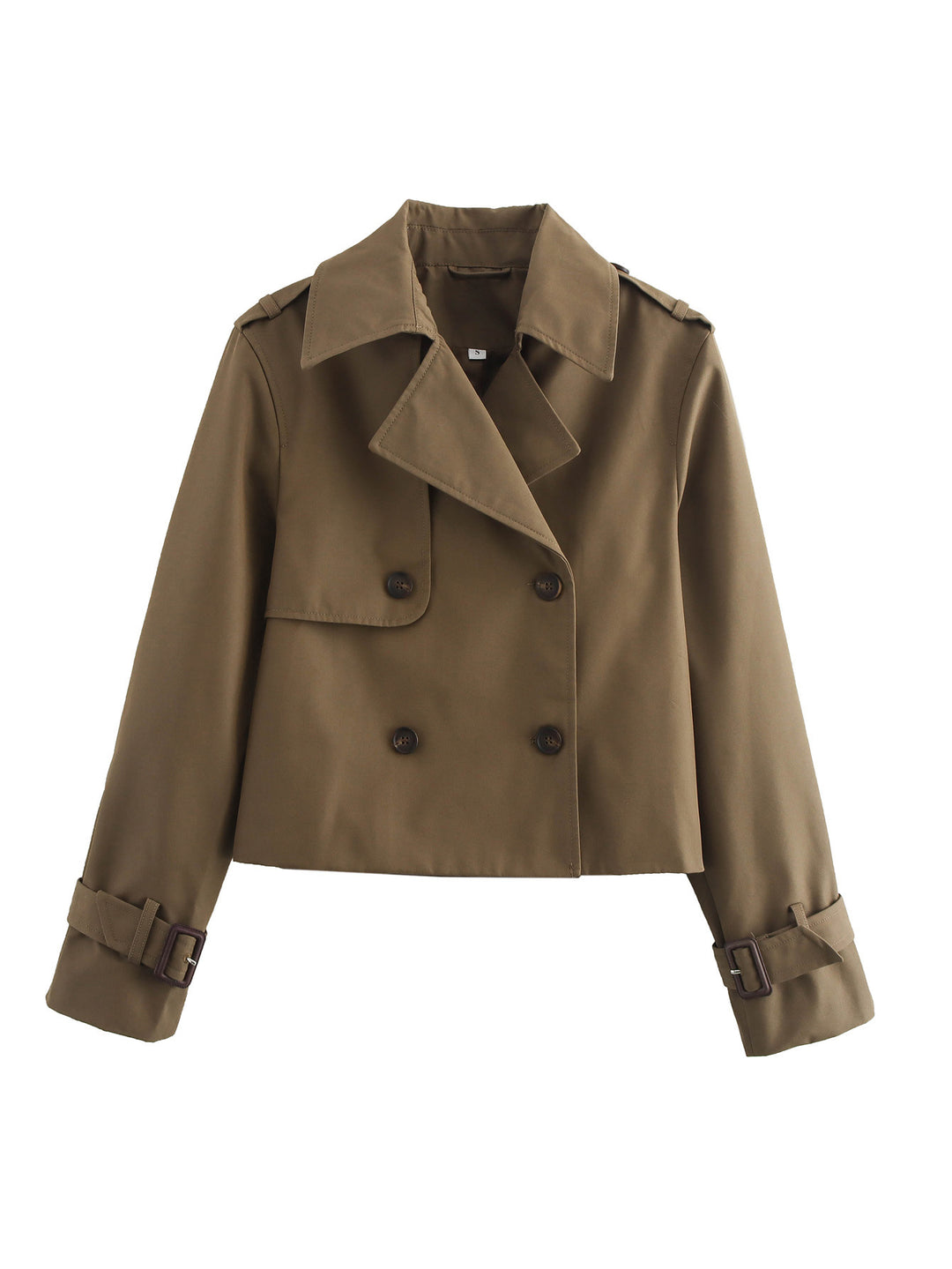 Damen Cropped Trenchcoat mit Doppelreihe und verstellbaren Manschetten Drune