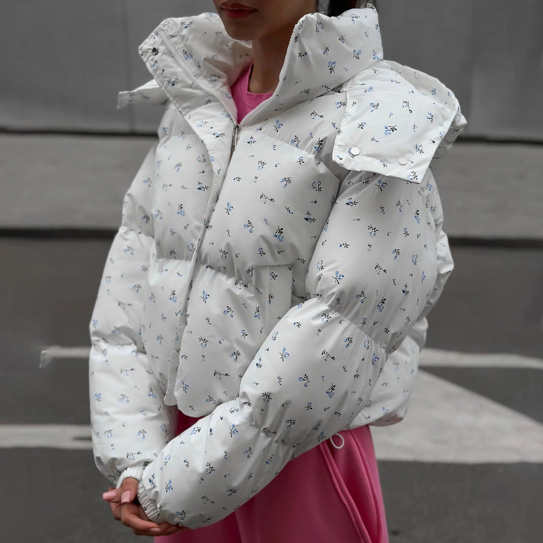 Damen Winterjacke mit floralen Mustern und voluminösen Ärmeln Drune
