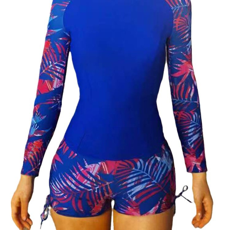 Damen Sport-Rashguard mit kurzen Hosen und farbenfrohem Muster Drune