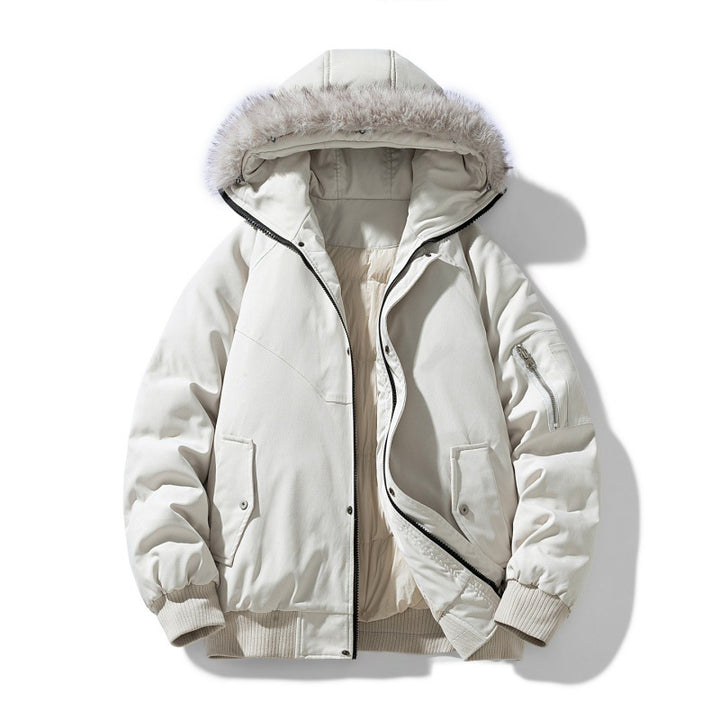 Herren gesteppte Winterparka mit abnehmbarer Kunstfellkapuze und winddichter Wattierung Drune