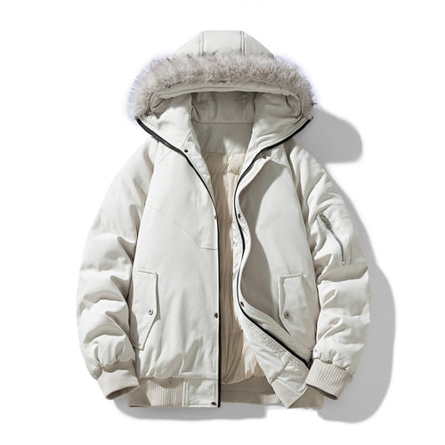 Herren gesteppte Winterparka mit abnehmbarer Kunstfellkapuze und winddichter Wattierung Drune