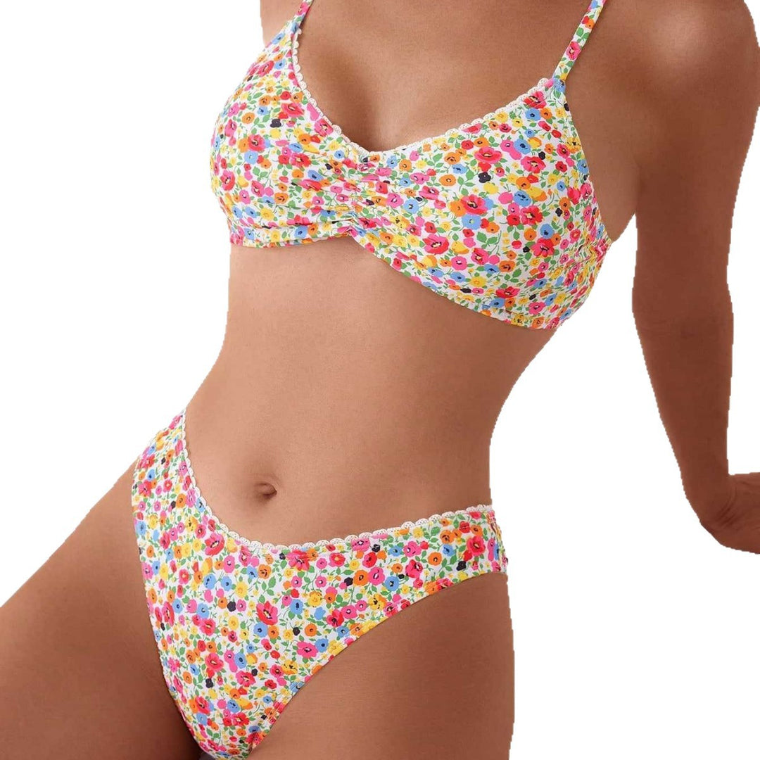 Damen Triangel-Bikini mit floralem Muster und feinen Details Drune