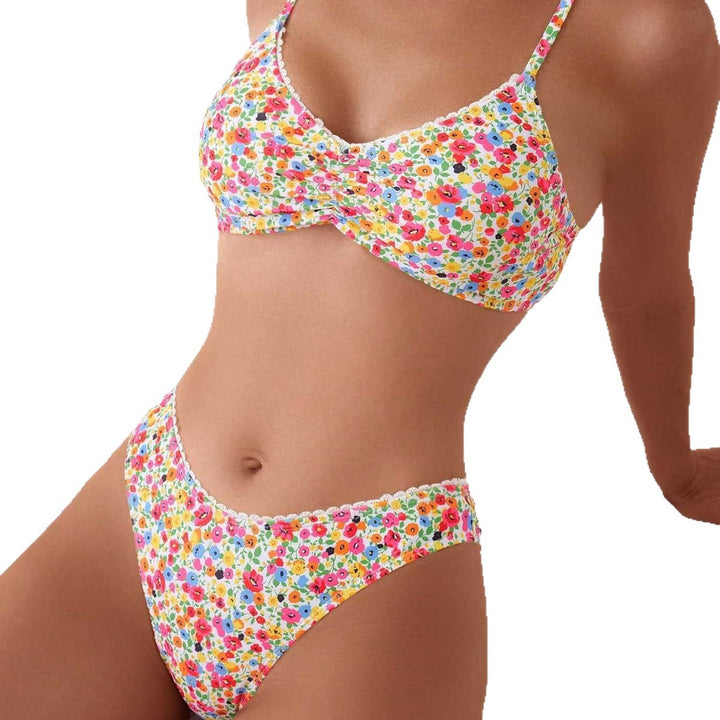 Damen Triangel-Bikini mit floralem Muster und feinen Details Drune