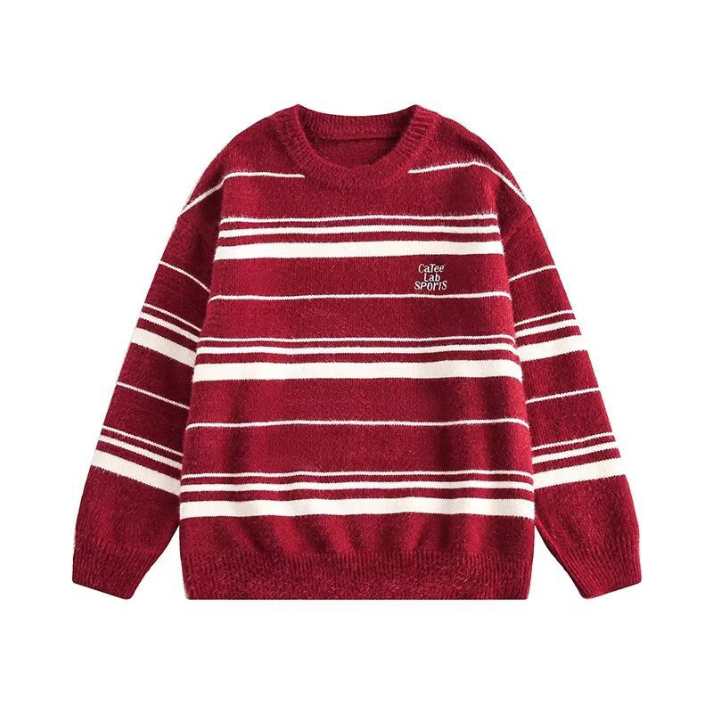 Damen Moderner Strickpullover mit Streifenmuster Drune