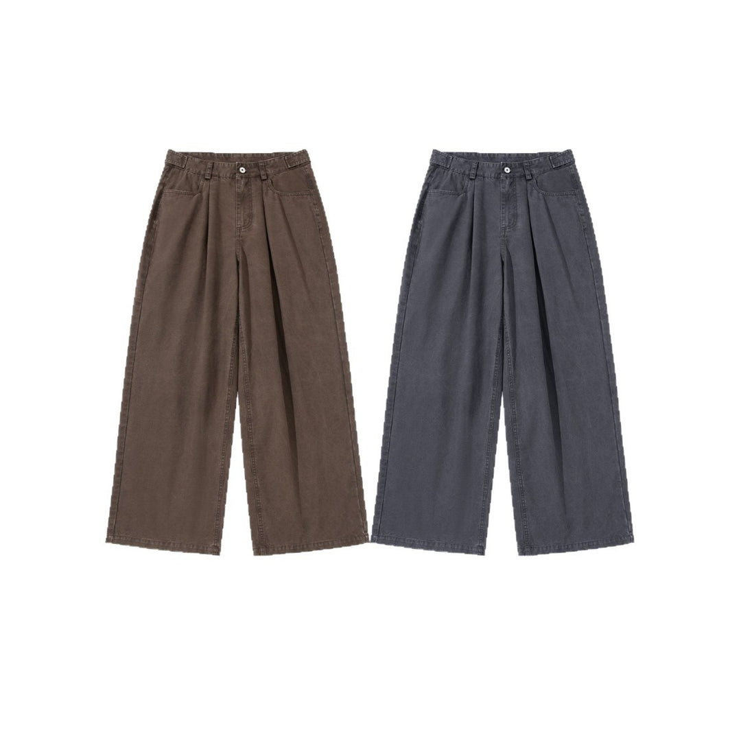 Damen Hochtaillierte Canvas-Culotte mit Vorderfalten und geradem Bein Drune