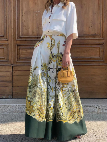 Damen Weit geschnittene Palazzo-Hose mit opulentem Muster Drune