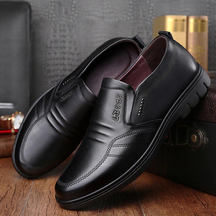 Herren Klassischer Lederimitat-Slip-On mit gepolstertem Komfortfußbett und profilierter Gummisohle Drune