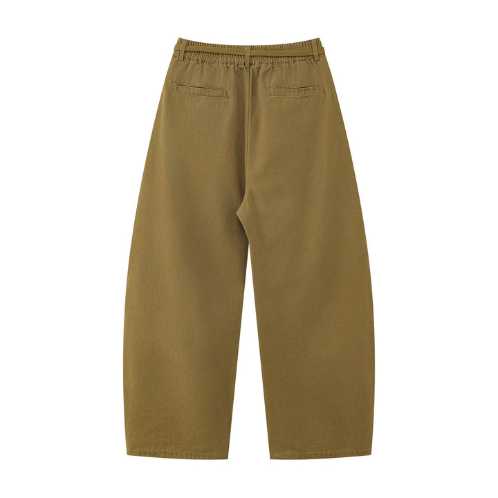 Damen Weite Culotte‑Hose mit Elastikbund, Stufenfalten und dekorativem Tuchanhänger Drune