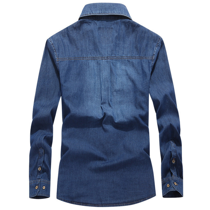 Herren Modisches Denim-Hemd mit Utility-Taschen Drune