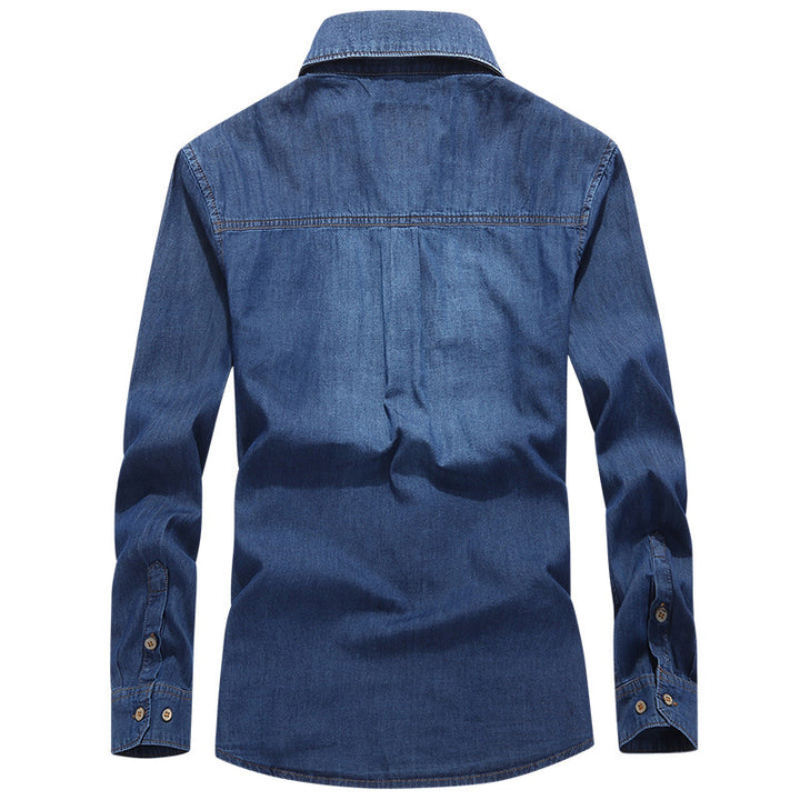 Herren Modisches Denim-Hemd mit Utility-Taschen Drune