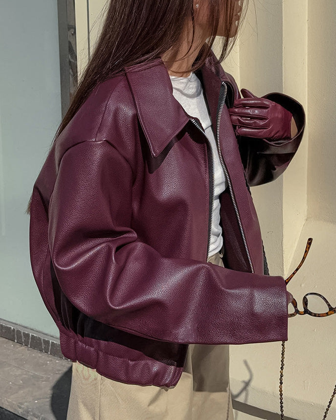 Drune | Lift Matte Cropped Pu-Leder Bikerjacke