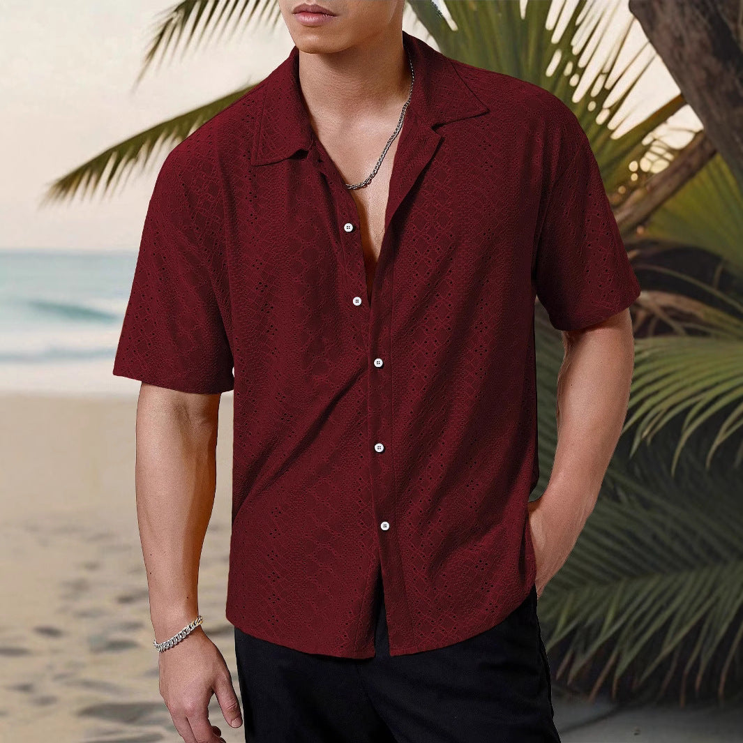 Herren Kurzarmhemd mit strukturiertem Design und atmungsaktivem Material Drune