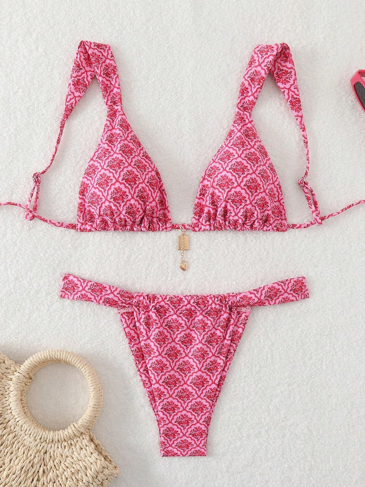 Damen Triangel-Bikini mit verspieltem Mustermix Drune