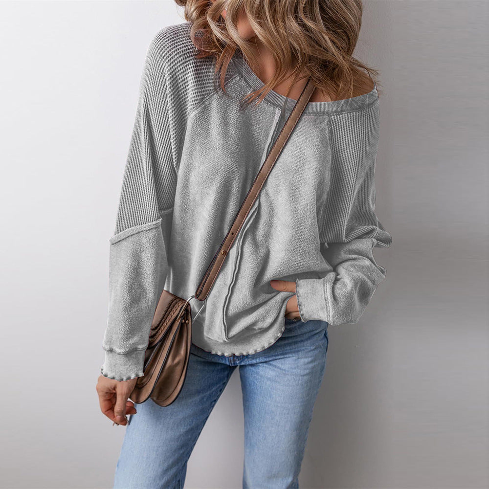 Damen lässiger Pullover mit weitem Ausschnitt Drune