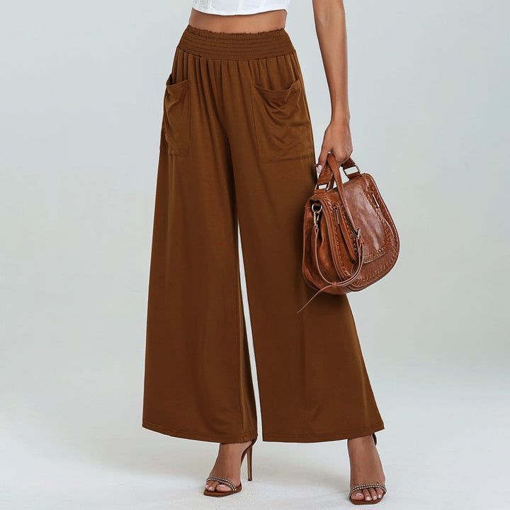 Damen Weite, luftige Palazzo-Hose mit elastischem Bund und praktischen Taschen Drune