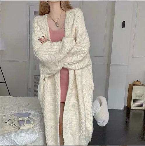 Damen Strickmantel mit Zopfmuster und lässigem Schnitt Drune