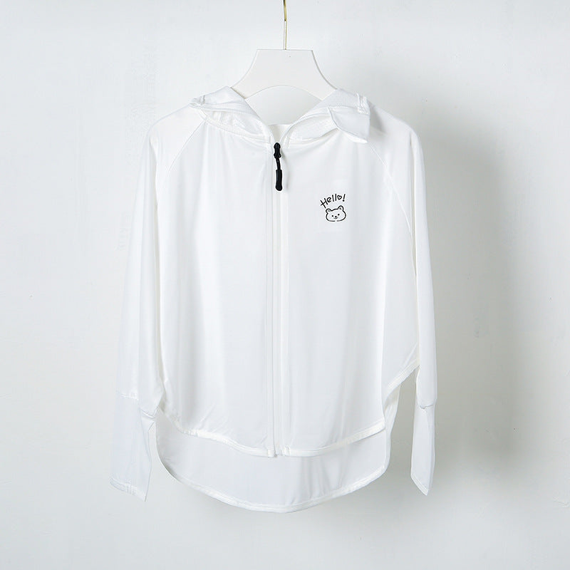 Unisex nan atmungsaktive Kinder-UV-Schutzjacke mit A-Linien-Schnitt, Kapuze und Daumenlöchern Drune
